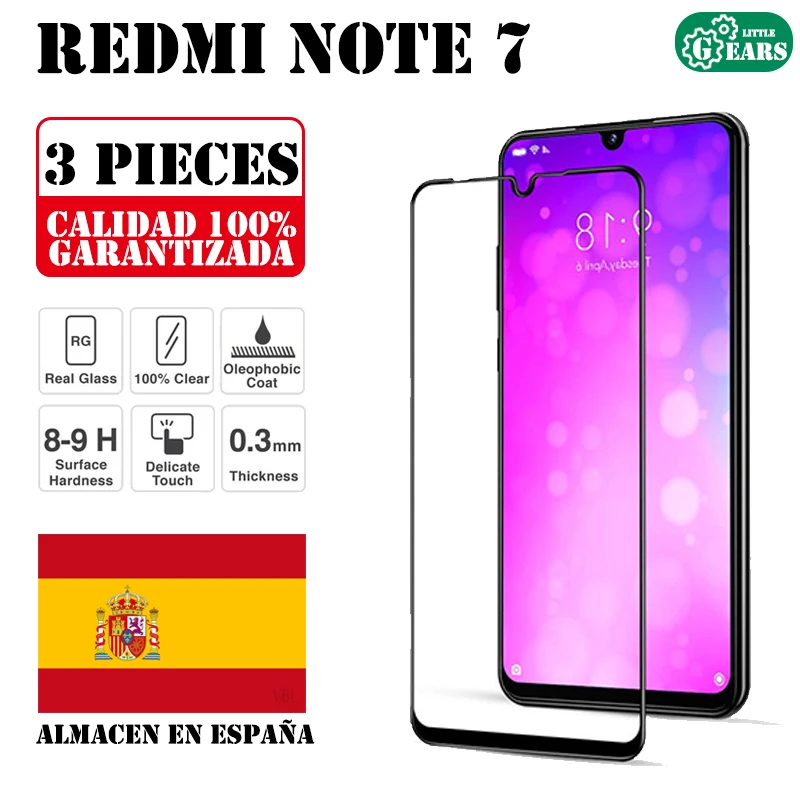 Xiaomi Redmi Note 7 Set 3 Pieces Full Tempered Glass Screen Protector Ultra Thin Scratch Protection afbeelding