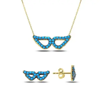 

Angemiel 925 Silver Nano Turquoise Gemstone Wing Set-Gold Plated
