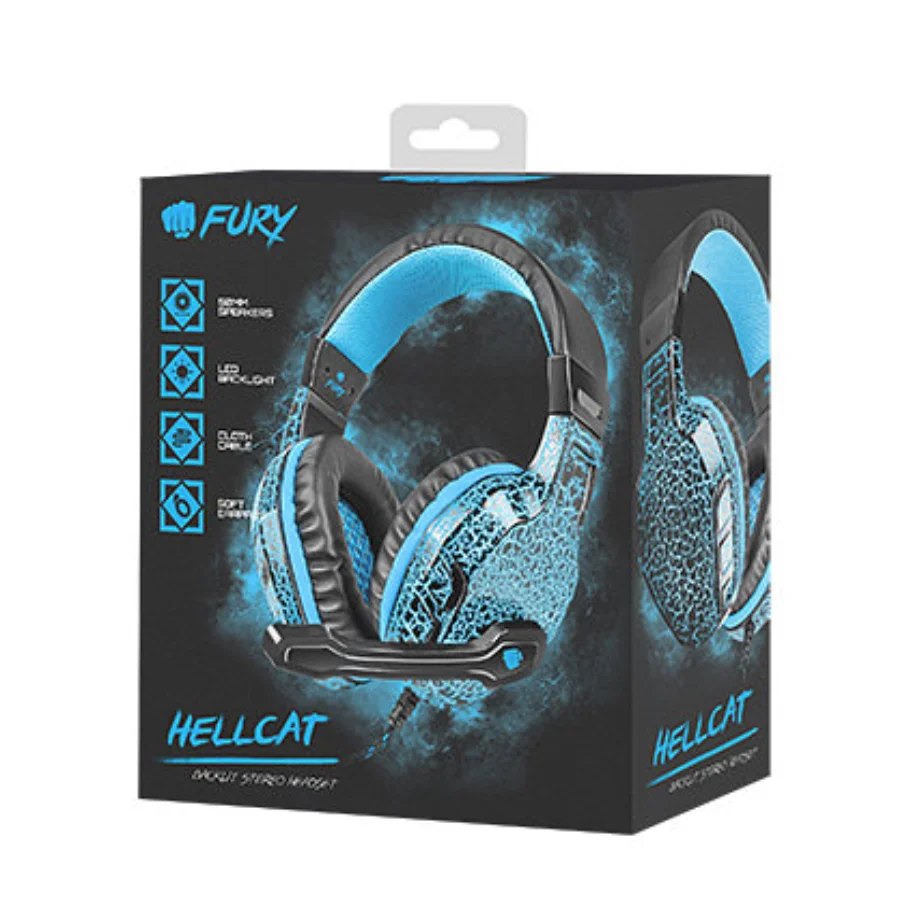 FURY Gaming Headset Hellcat with Microphone, LED, 2 X Mini Jack 3,5MM| Earphones \u0026 Headphones| - AliExpress