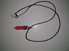 Colgante de cristal Natural con forma de columna Hexagonal para mujer, colgante de piedras, cadena de cuero, joyería