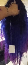 Bella-Peluca de Cosplay de 28 pulgadas, pelo sintético rizado, mezcla de morado, Azul, Negro, encaje sintético largo, peluca fiesta, Cosplay diario