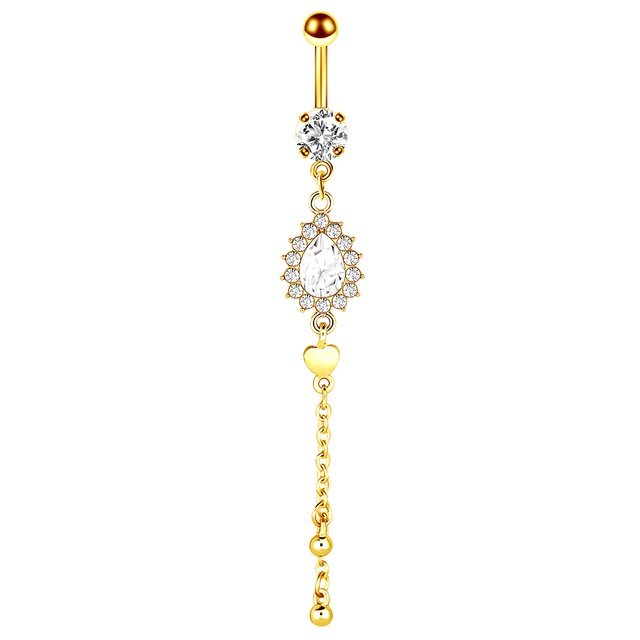 Gold Color Heart belly button ring 14G belly ring cute navel piercing bar sexy belly piercing dangle navel ring lot
