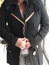 VANGULL-gabardina de diseño clásico europeo para mujer, abrigo de retales ajustado con doble botonadura, color caqui y negro, 2018