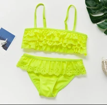 Nuevo 2021 hueco chicas 3 ~ 14Y niñas traje de baño de estilo Set de Bikini de niños de dos piezas de los niños Beachwear-ST9031mix