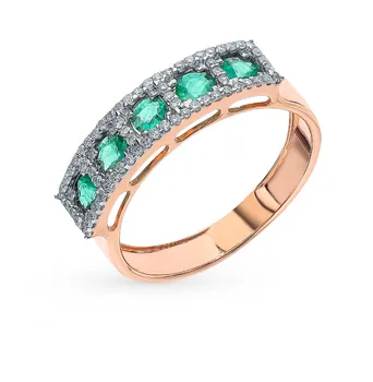 

Gold ring with emeralds and diamonds sunlight sample 585