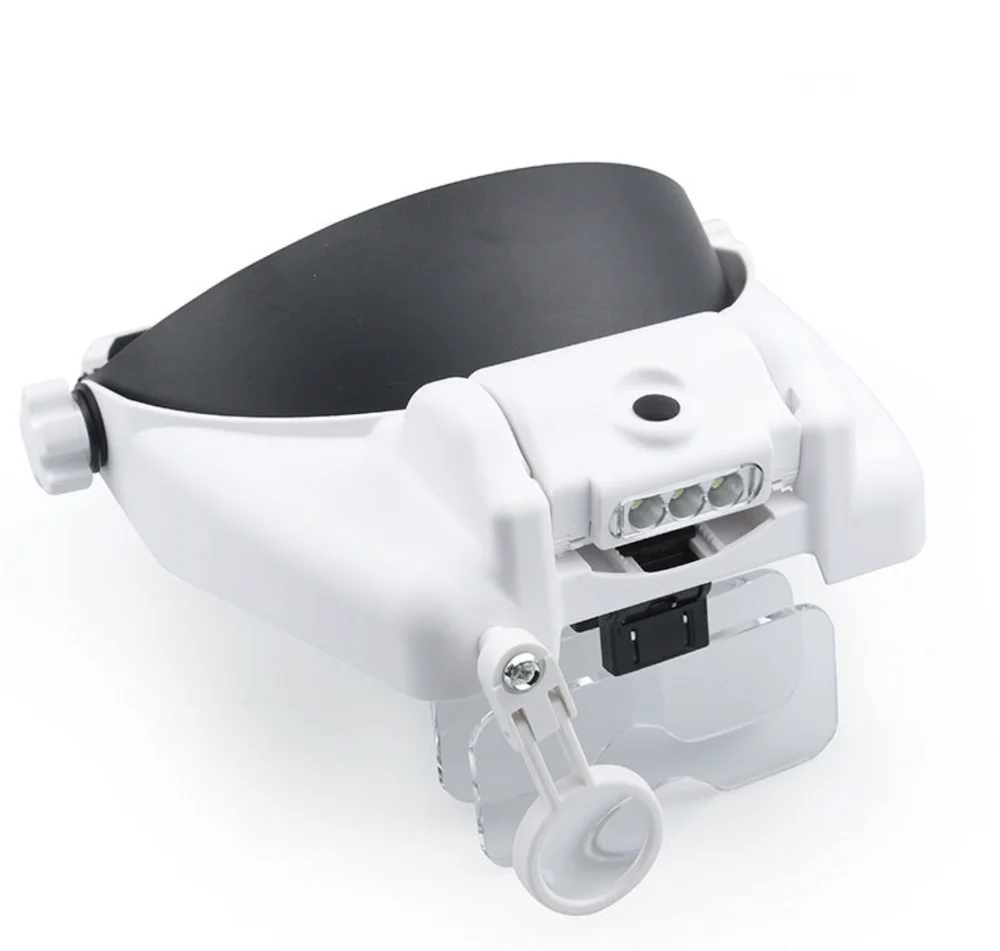 Headband Magnifier With Led Light Handsfree Head Mount Magnifying Glass