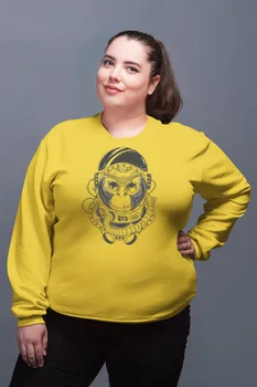 

Angemiel Wear Astronot Monkey Yellow Women Sweatshirts