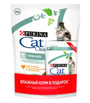 

Cat Chow: dry food for стерилизованных cats, 400g + пауч, chicken, 85g