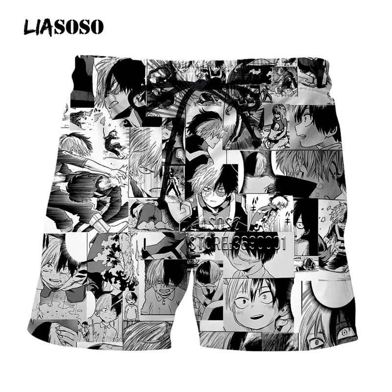 LIASOSO/шорты с 3D принтом, милые трусы для мальчиков, аниме, My Hero Academy Todoroki Shouto Faces, летние шорты, пляжные шорты для мужчин, G3136