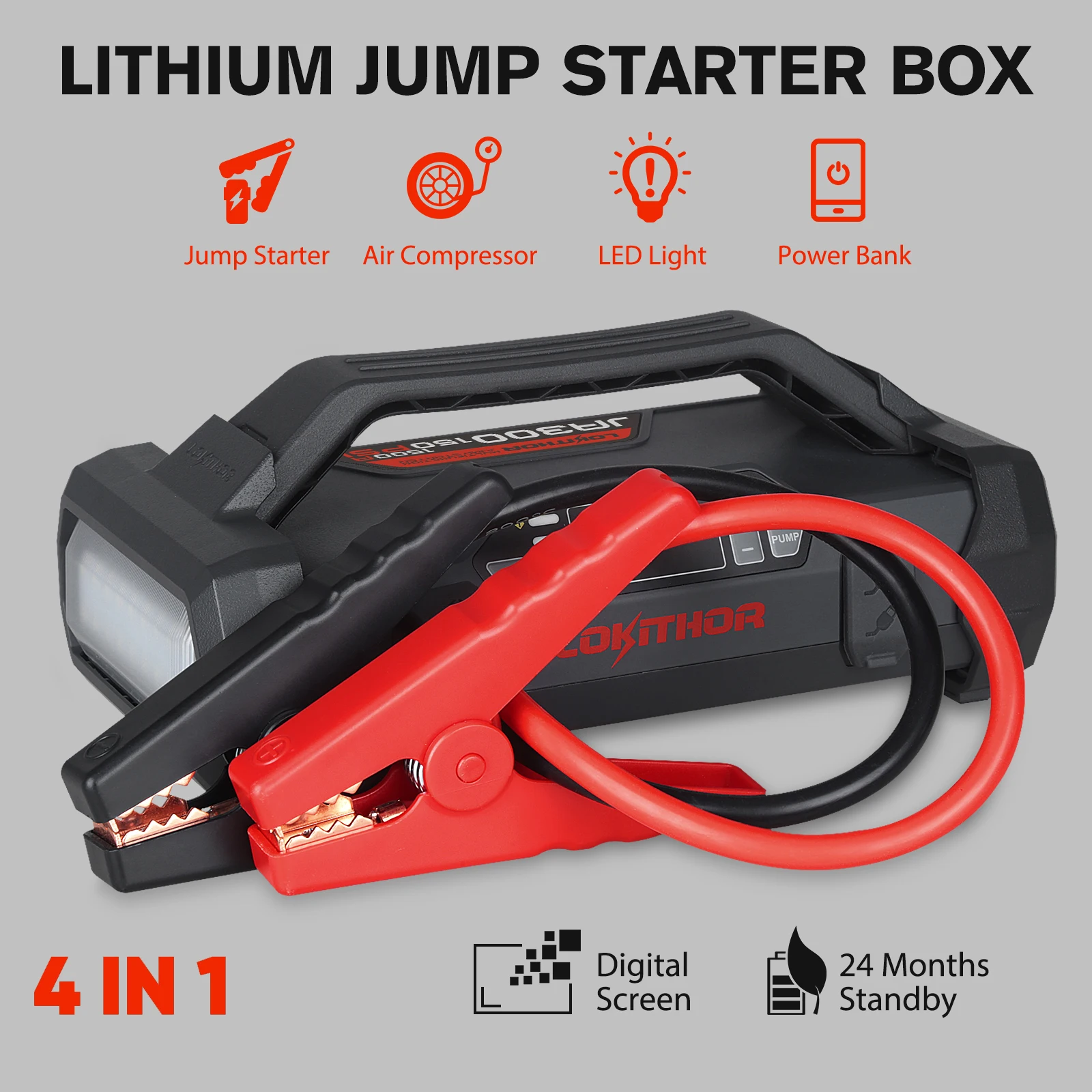 everstart jump starter Lokithor Jump Starter 12V 1500A 18000mAh Emergency Battery Power Bank Auto, Voltage of Air Compressor with Damping Technology car jump starter