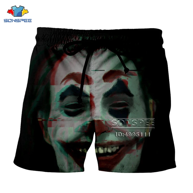 SONSPEE 3D принт дизайн фильм Джокер для мужчин женщин дышащие пляжные шорты летние штаны для фитнеса Повседневный стиль Качественная спортивная одежда