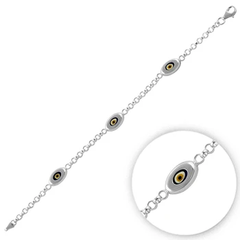 

KUTAYDAN 925 Sterling Silver Oval Eyes Bracelet