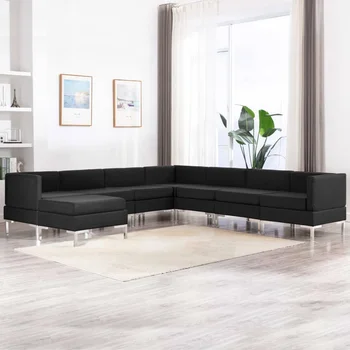 

8 PCs black fabric sofa Set sofa