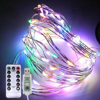 

10M 100LED Fairy String Lights Garland Curtain Lamp USB Remote Control String Light for Bedroom New Year Christmas Decorations 8