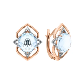 

Gold earrings with Topaz and cubic zirconia sunlight sample 585