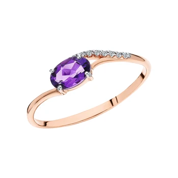 

Gold ring with amethyst and cubic zirconia sunlight sample 585