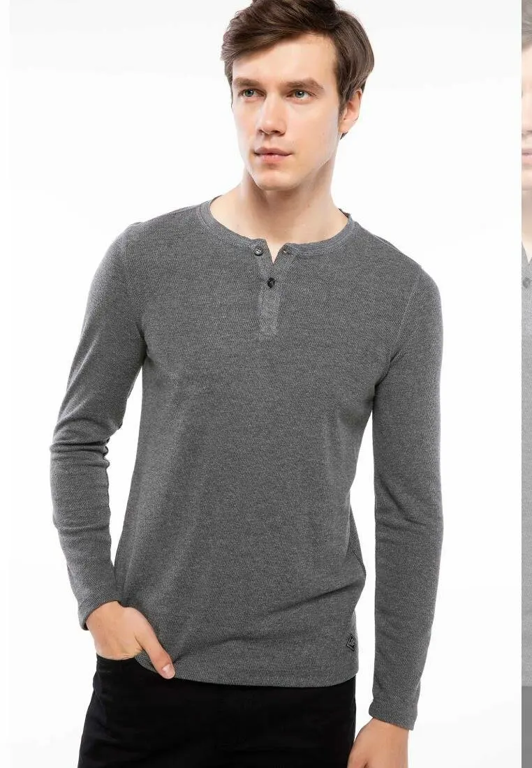 

DeFacto Man Body Fit Top Tees Men Autumn Solid Color Long Sleeve Cotton T-Shirts Male Top Cloth Casual Tees-G0194AZ18AU