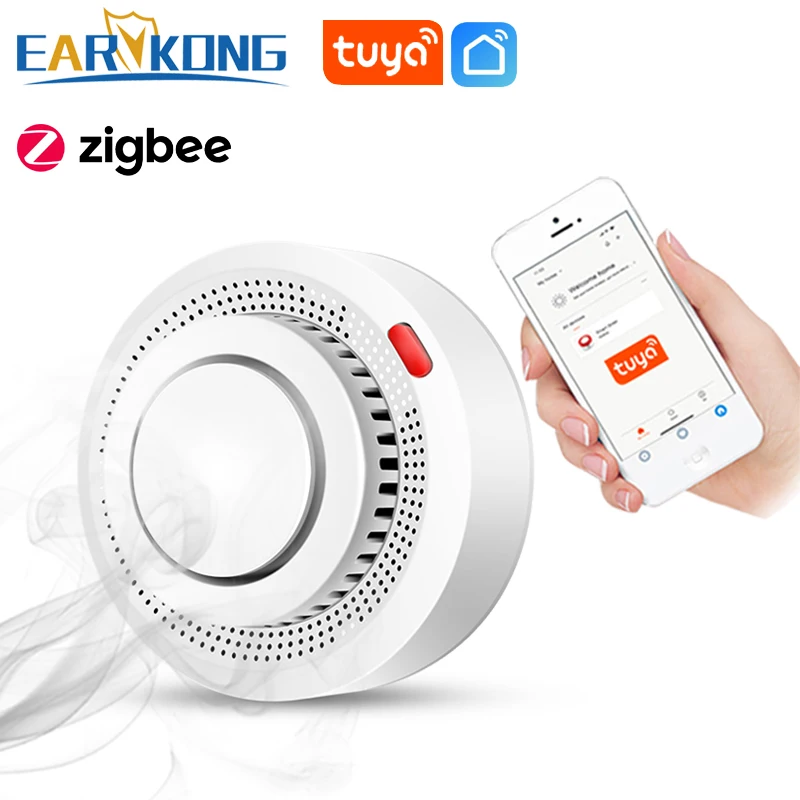 Датчик дыма для безопасности дома и кухни работает с приложением Zigbee Hub Smart Life |