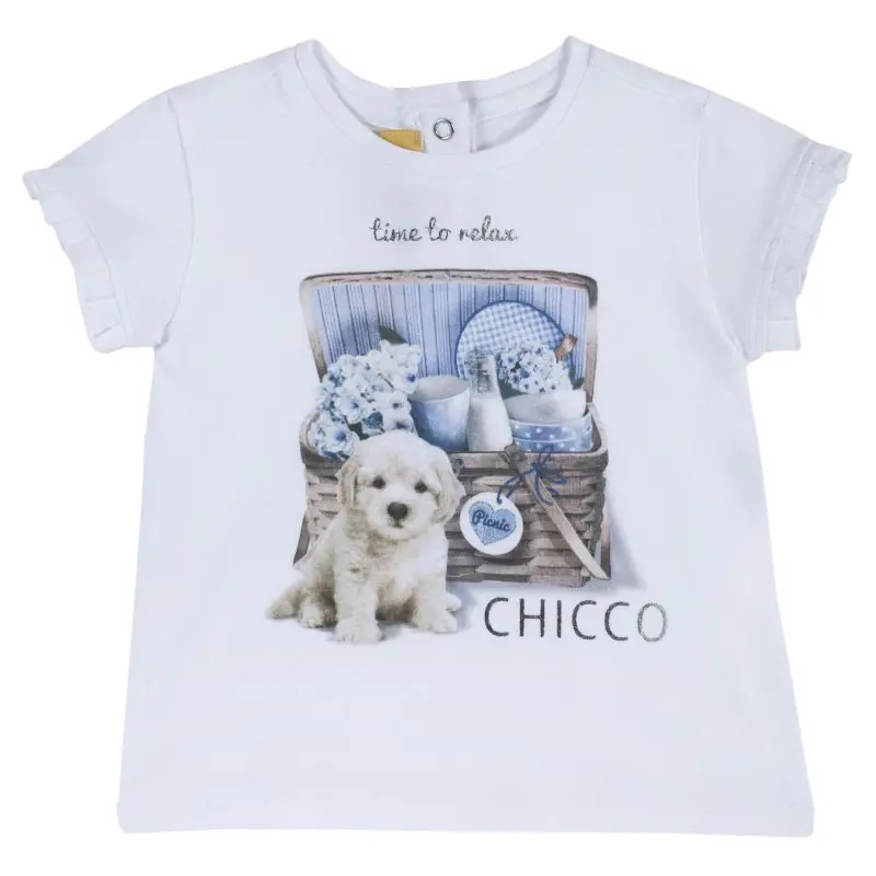 Chicco T-shirt size 086 print puppy time to relax(white