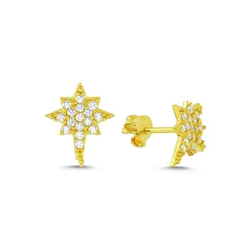 

Angemiel 925 Silver Zircon Stone North Star Earrings-Gold Plated