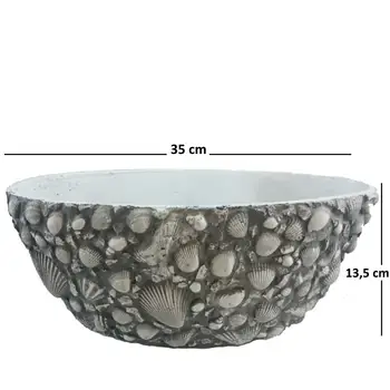 

Dekoratif Midye Kaplamalı Gri Renk Kayık Saksı