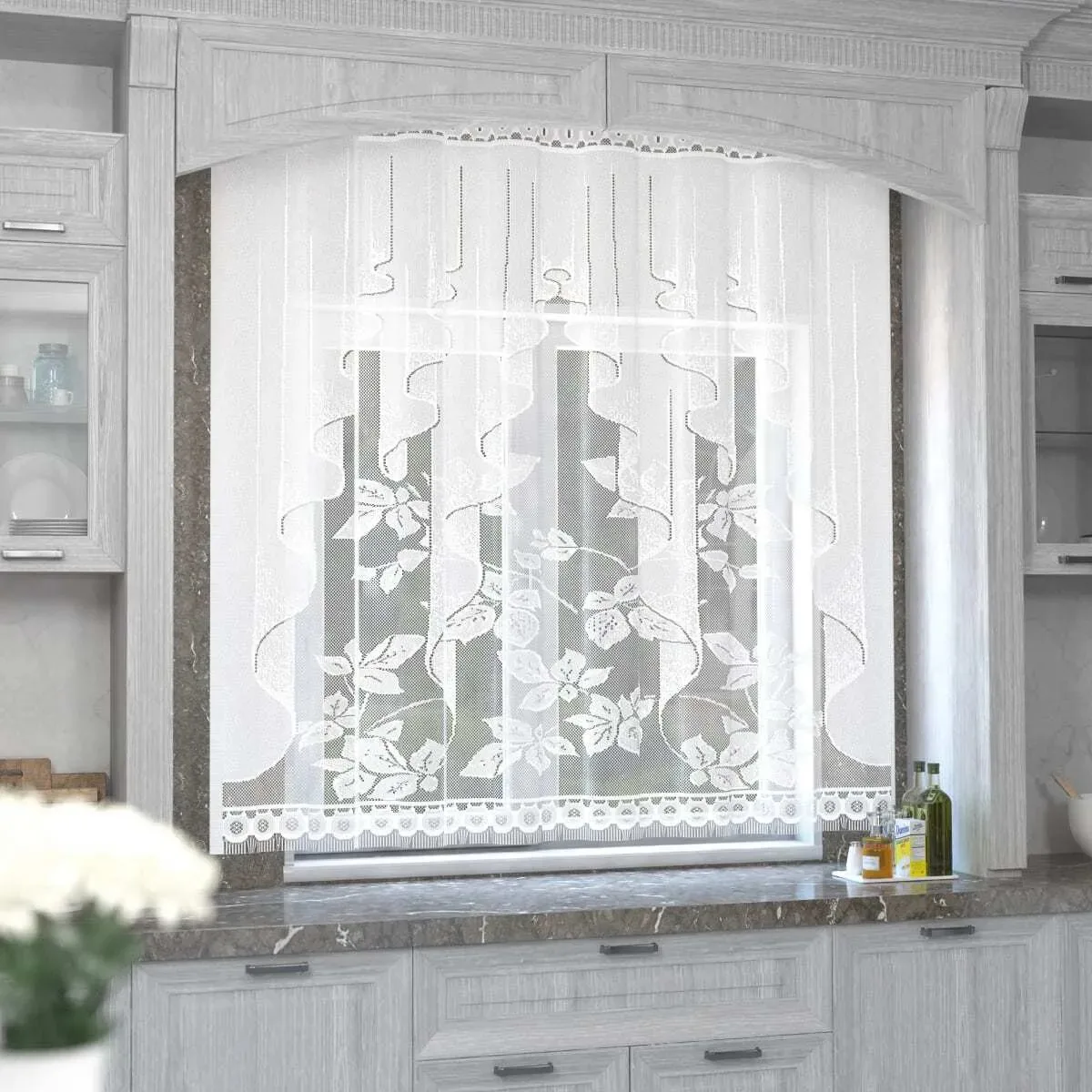 Занавеска Штора Тюль для кухни ЛентаБел л2035 170х160см белый | Дом и сад