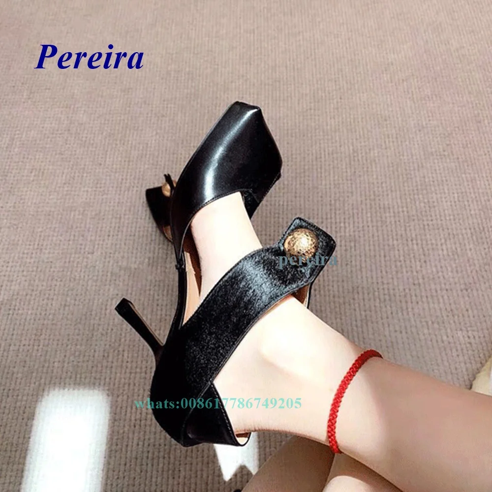 Square Toe Hollow Pumps 2022 New Designer Women Shoes Cut Out Stiletto High Heels Side Air Buckle Purple Black Summer Shoes Sexy