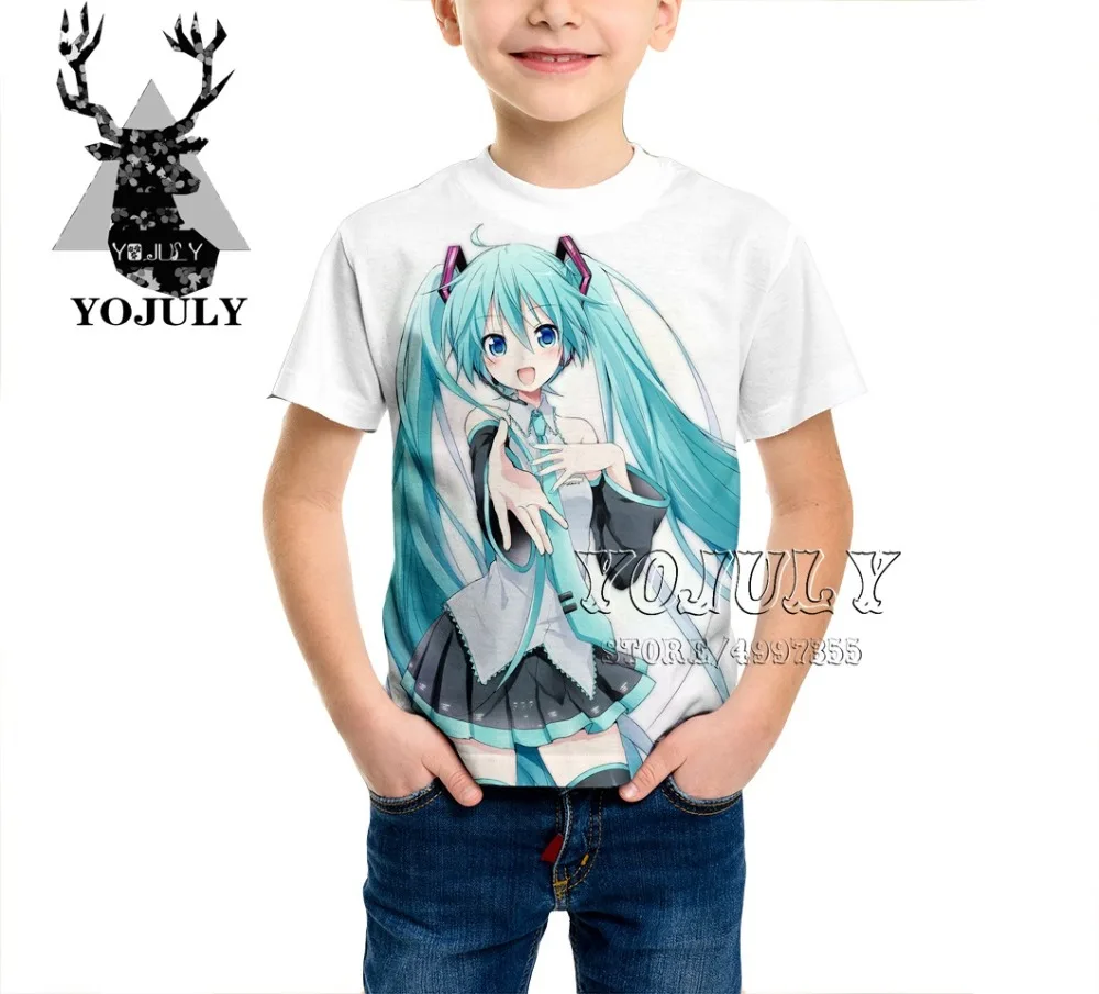 YOJULY Hatsune Miku Harajuku/детская одежда с 3d принтом для маленьких мальчиков и девочек-подростков детская футболка модные футболки для певицы Modis A479