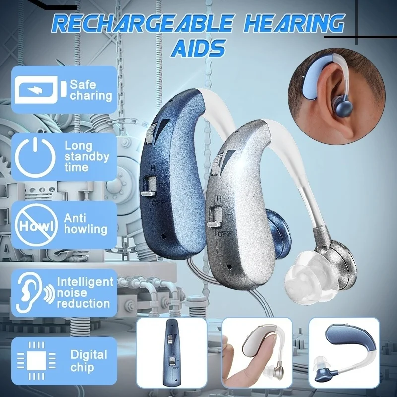 Rechargeable Hearing Aid Sound Amplifier Audífonos Wireless Hearing Aids for Elderly Moderate to Severe Loss Behind the Ear Care 5