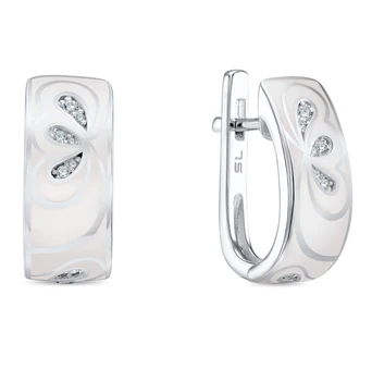 

Silver earrings with cubic zirconia and enamel sunlight sample 925