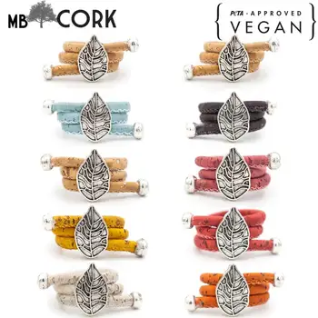 

Colorful cork with leaf pendant Antique Silver vintage women Ring original adjustable wooden jewelry RW-013-10