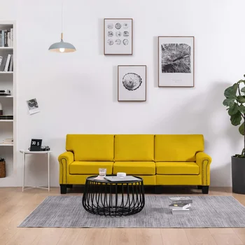 

Sofa 3 seater yellow fabric sofas