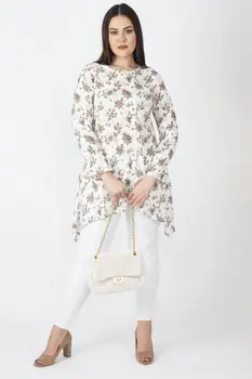 

Sans Textile Women Bone Flower Decorated Long Sleeve Tunic 65 N16082