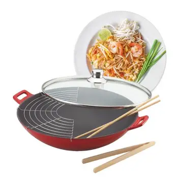 

Cast iron BAUMALU Wok - 36 cm-Red