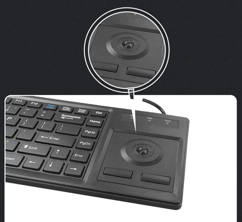 Teclado Áspero Plástico Prendido do Usb Ps2 com Trackball Integrado Usado para o Computador Industrial