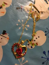 Nuevo amor corazón rojo rosa colgante, collar de mujer Color dorado para señorita gargantilla collar de joyería de moda para el Día de San Valentín regalo