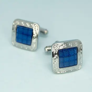 

Cufflinks jewelry blue square with stones (54105)