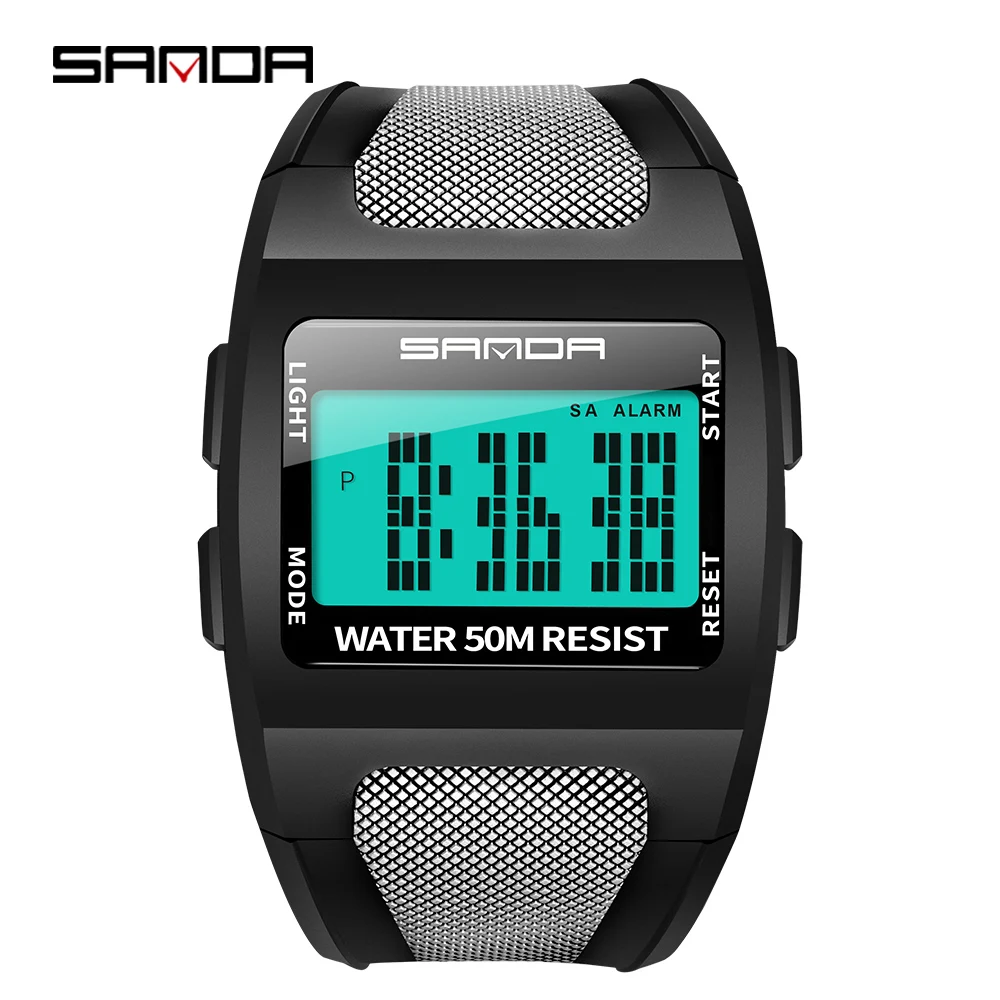 44/5000  SANDA Men's Sports Outdoor Mountaineering Digital Electronic Watch Square Multi-function waterproof wrist Watch