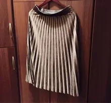 Falda plisada de terciopelo para mujer falda larga clásico informal de cintura alta color gris y coreano para fiesta y escuela 2020