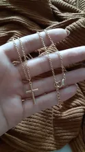 Necklace Ornament Cross-Chain Gold Jewelry Gifts Crucifix Christian Women Ladies Simple