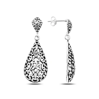

KUTAYDAN Pattern Dangle Drop Earrings 925 Sterling Silver