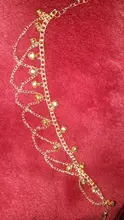 Tobillera con cadena metálica dorada para mujer, cadena para tobillo con borla, campanas cadena con sonido, pulsera para tobillo, joyería para pie, 2017