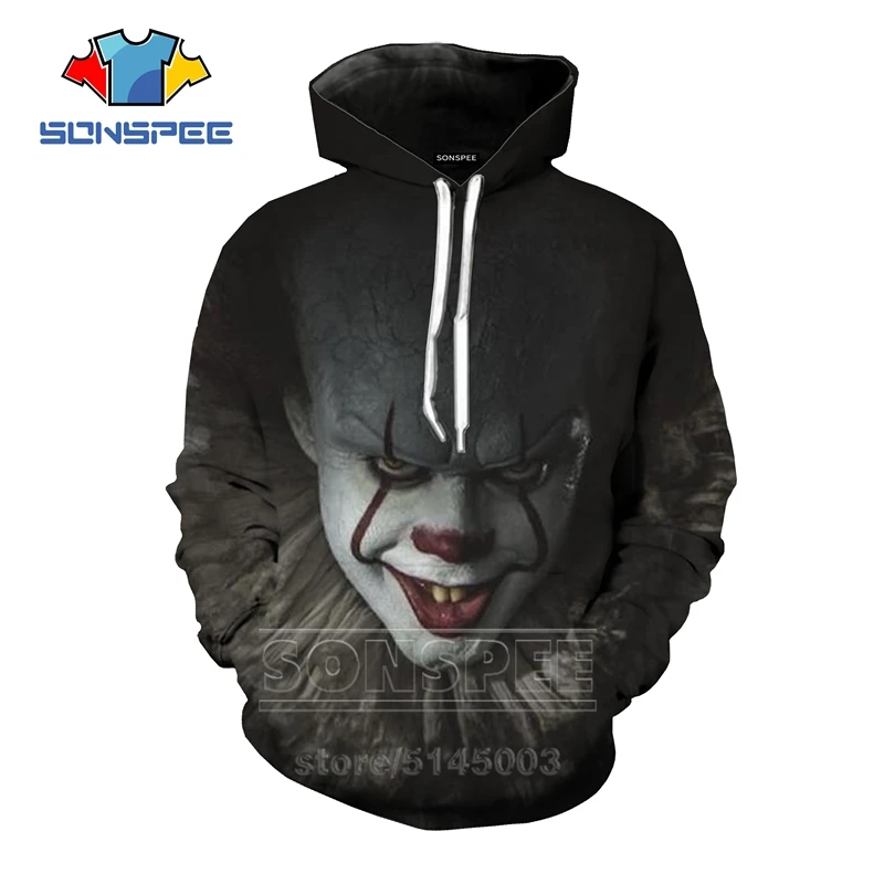 It Chapter Two толстовки осень для мужчин и женщин Pennywise террор клоун Толстовка 3D принт Аниме Длинный рукав Топ пуловер с круглым вырезом C063 - Цвет: 8