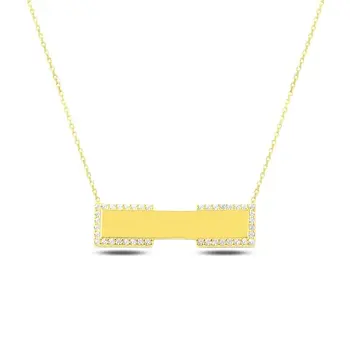 

Angemiel 925 Silver Zircon Stone Imprint Necklace-Gold Plated