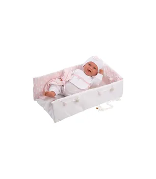 

Llorens-newborn doll 40cm smiles with pink changing and pacifier