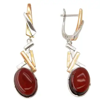 

Earrings silver "gold crocus" Amber natural 925 silver AG gold plated set 148