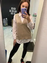 Chaleco tejido cuello pico para mujer, suéter coreano salvaje suelto, sin mangas, novedad de otoño e invierno