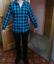 Plaid Shirt Blouses Tops Long-Sleeve Flannel Casual Cotton Women Brand-New Red Excellent-Quality