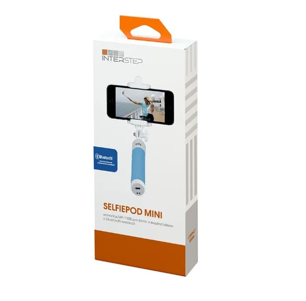 Монопод-мини Interstep с Bluetooth кнопкой MP-115B(синий