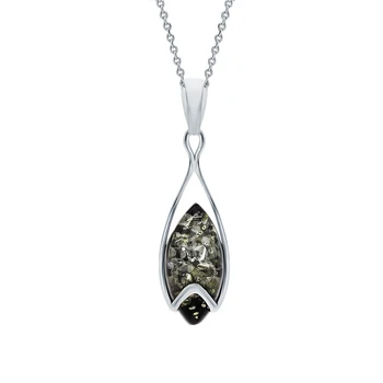 

Silver Pendant with amber sunlight sample 925